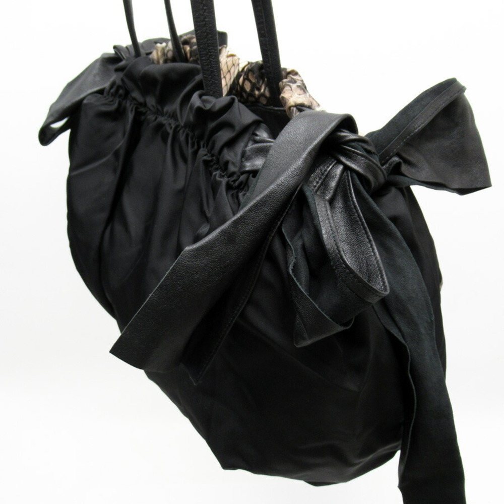 Prada Bag Python Shoulder Leather Pattern Nylon G… - image 1